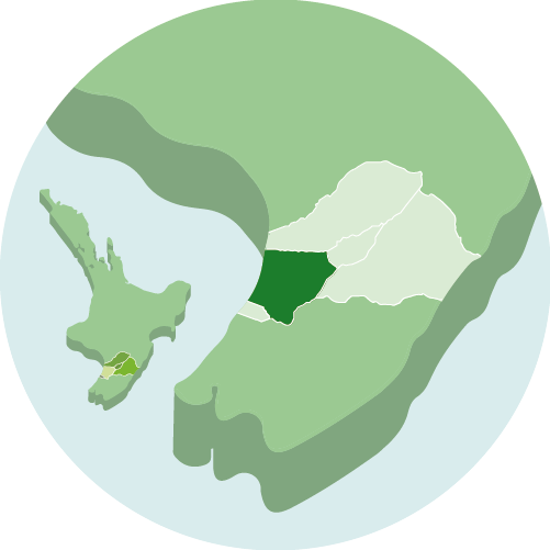 Map of lower North Island of New Zealand showcasing the Horowhenua region