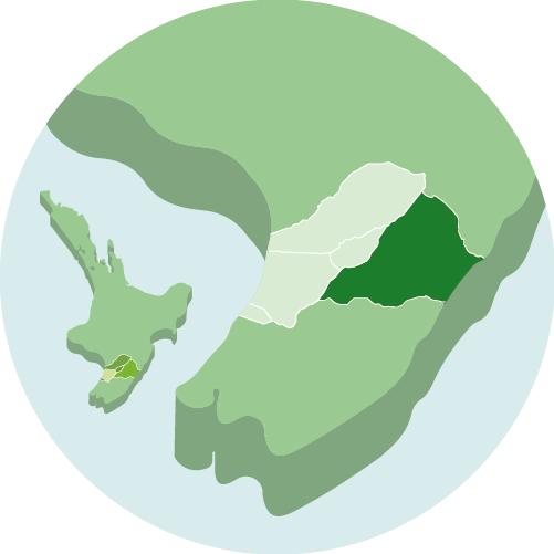 Map of lower North Island of New Zealand showcasing the Tararua region