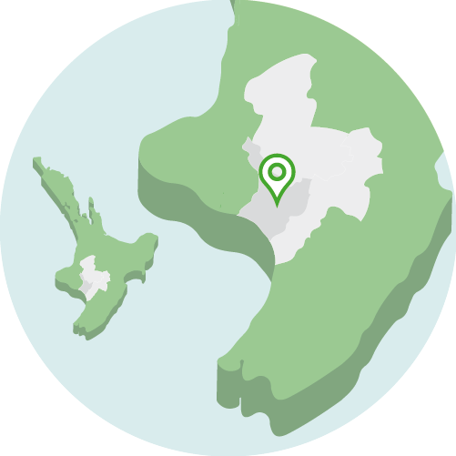 Map of lower North Island of New Zealand showcasing the Whanganui region